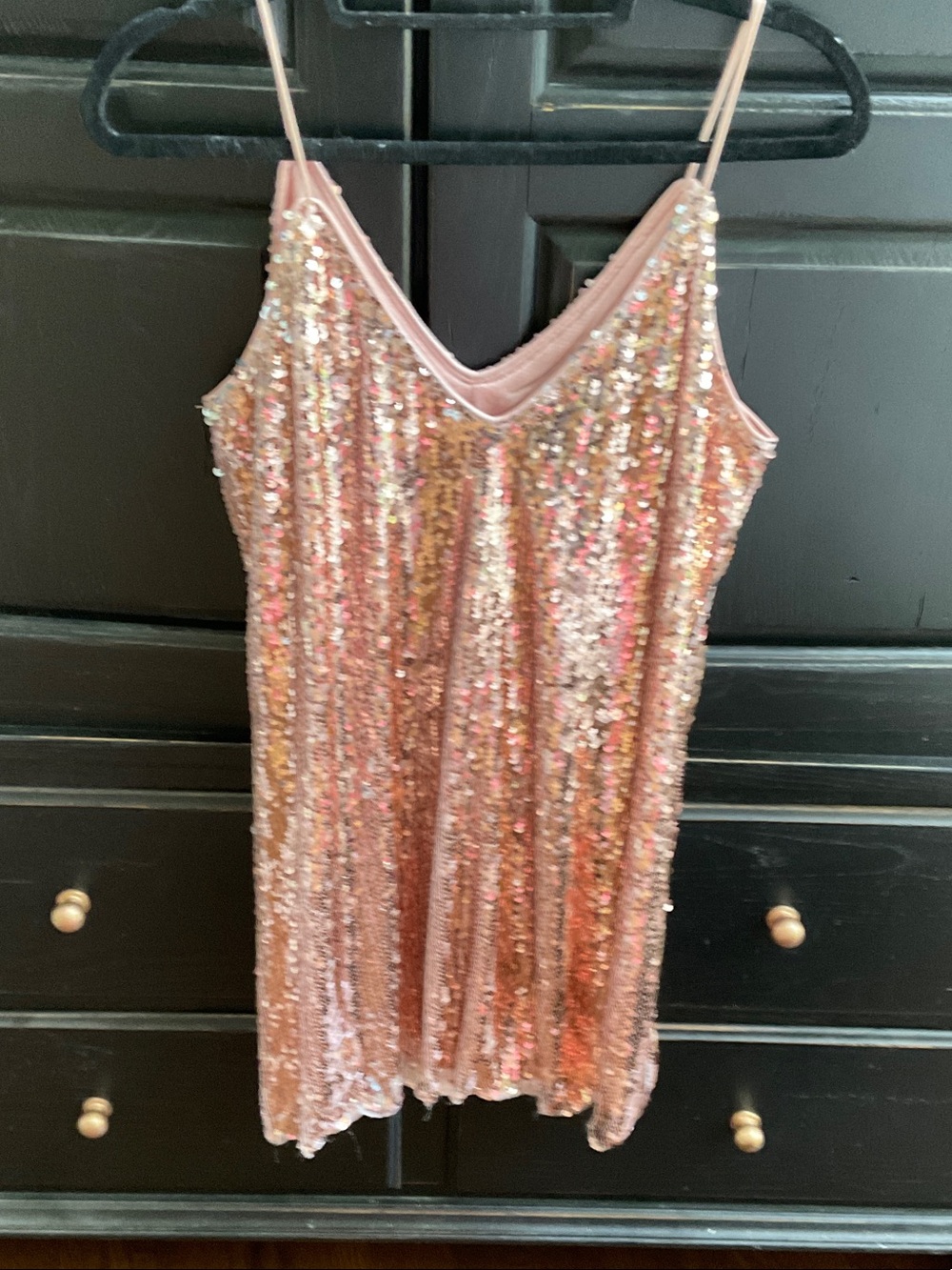 Sequin Spaghetti Strap Mini Dress - Blush Multi
